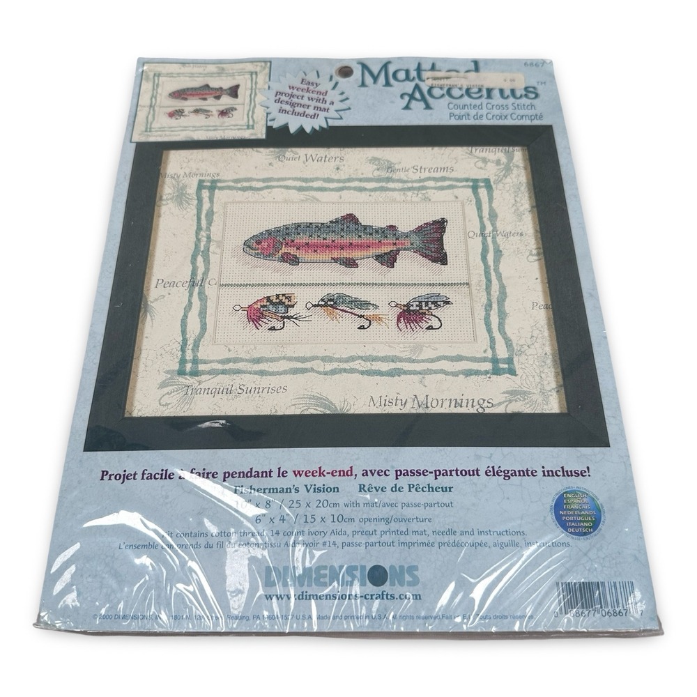 Dimensions Fisherman's Vision Counted Cross Stitch Kit 6867 Trout Fishing Gray